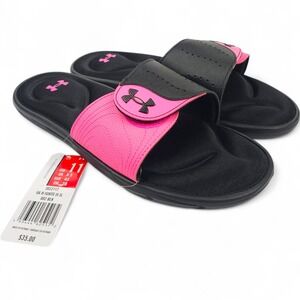 Under Armour Women's Ignite IX SL Slides Black Pink Size 11 NEW 3022717-002